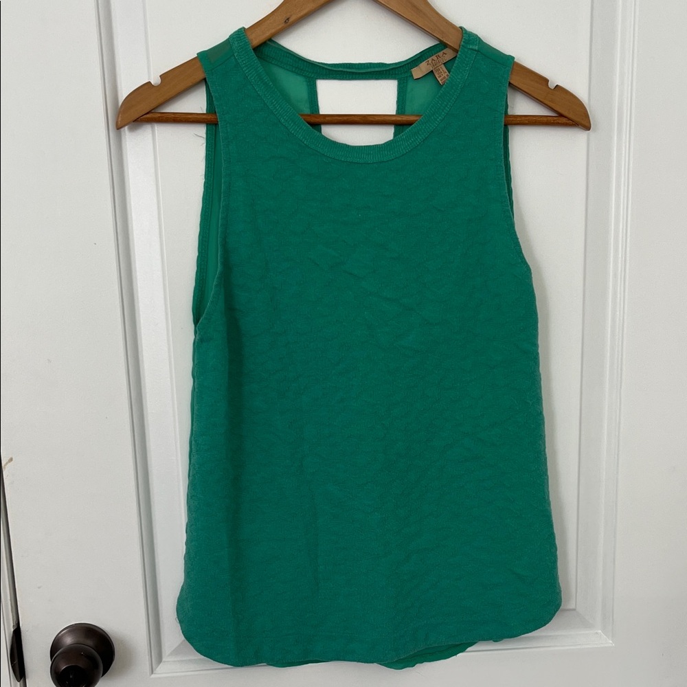 Zara Women’s Green Sleeveless Tank Top - Women's Small
